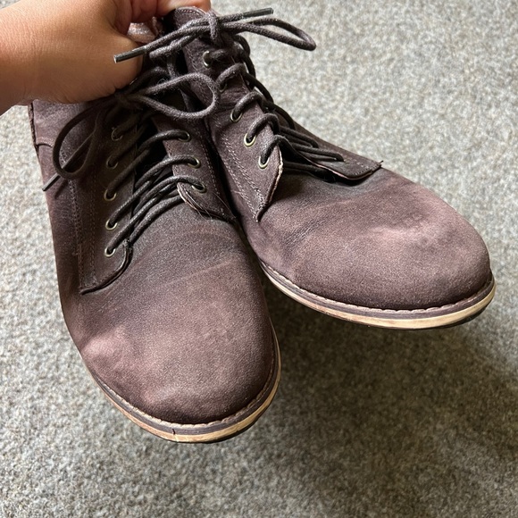 BDG Urban Outfitters Brown Suede Lace Up Ankle Boots Wooden Sole Womens Size 8.5 - Picture 7 of 12